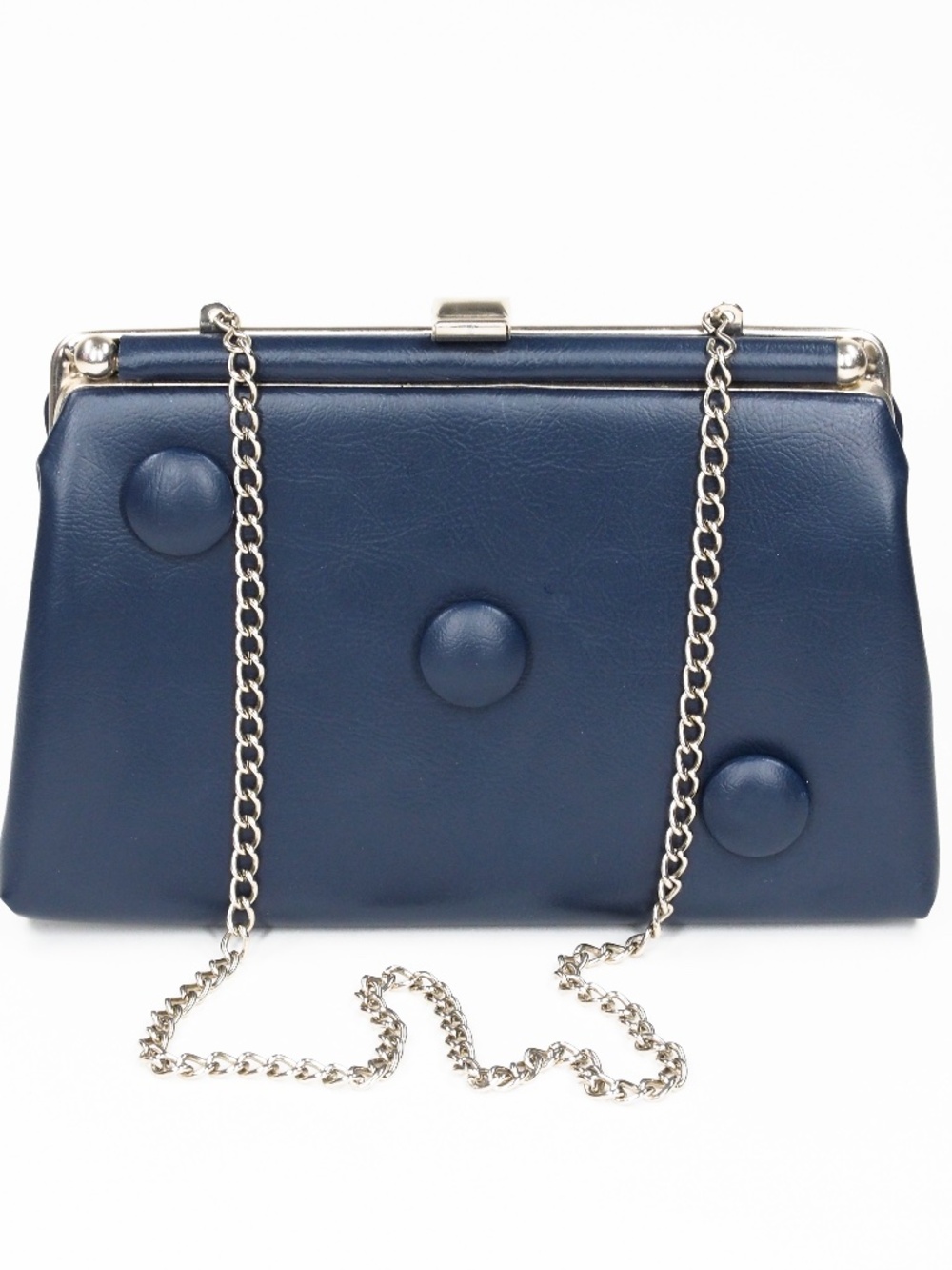 mid century modern dark blue handbag vintage 50s 60s retro mini mod mcm buttons